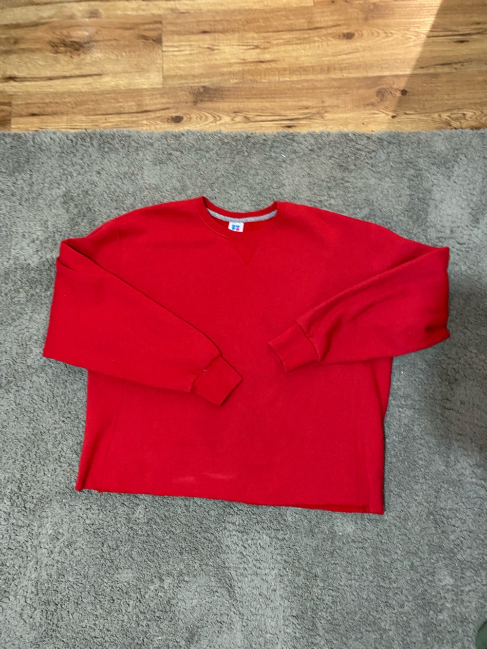 Cropped made Boxy Russell Athletic Red Men's Crewneck Sweatshirt